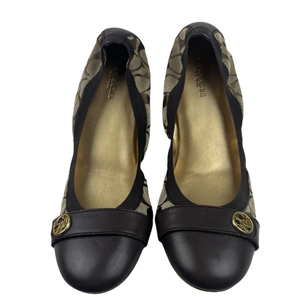 Coach Chelsey Chestnut Khaki Ballet Flats Gold Hardware Matte Calf Leather 8M - Picture 5 of 8